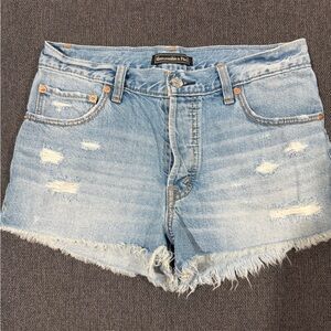 Abercrombie & Fitch Light Blue Ripped Denim Cutoff Shorts